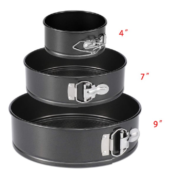 Tjock rund låsbuckla non-stick kakplatta pizzaplatta flyttbar spänne kolstål bakplatta kakform black 3pcs