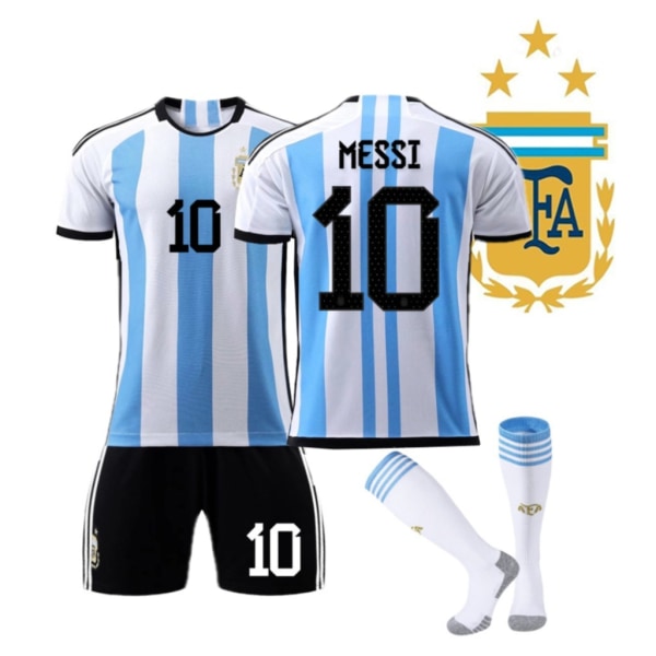 Barn Voksen Argentina 3-stjerners fotballskjorte nr. 10 Messi 22