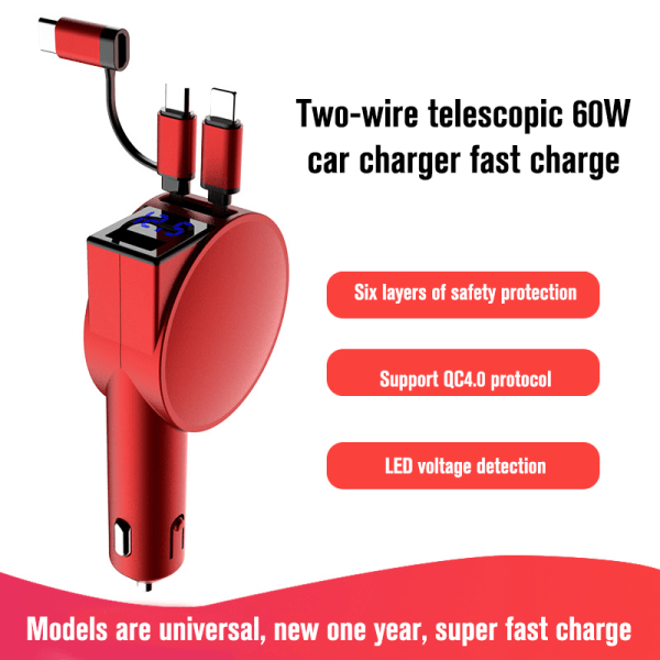 Teleskopisk bil lader PD20W hurtiglading for Apple