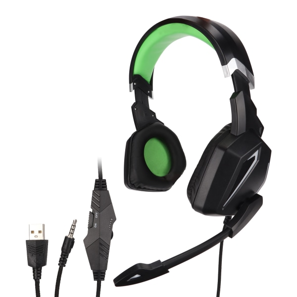 3,5 mm spelheadset stereo spel över öron hörlurar med volymkontroll för Switch för PS4 för Xbox