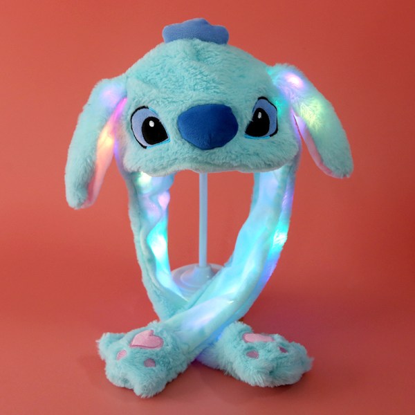 Plysch och varm kaninmössa, LED-ljus hopphatt Blue Rabbit Hat without Light
