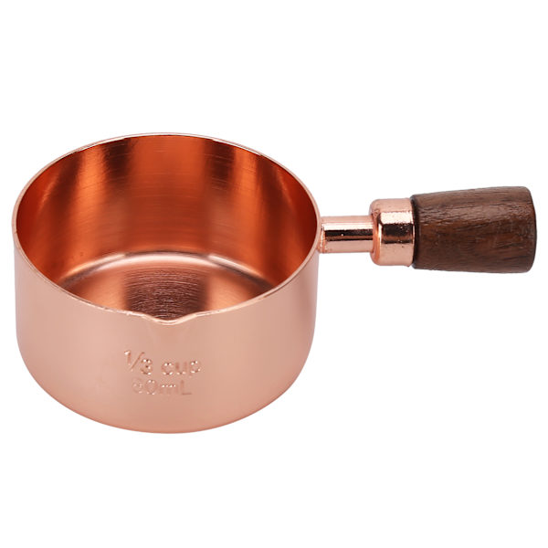 Sauspanne med trehåndtak i roségull, rustfritt stål, for matlaging, kjøkkenutstyr, 1/3 kopp
