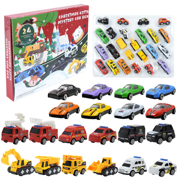 Christmas Countdown Calendar Blind Box Military Engineering Vehicle Excavator Christmas Gift Children's Toys B