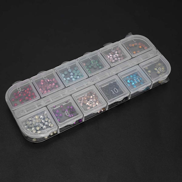 Nagelkonst Rhinestone Nageldekor 12 Färger Manikyr Dekorationer Nagelkristaller för Nagelsalong