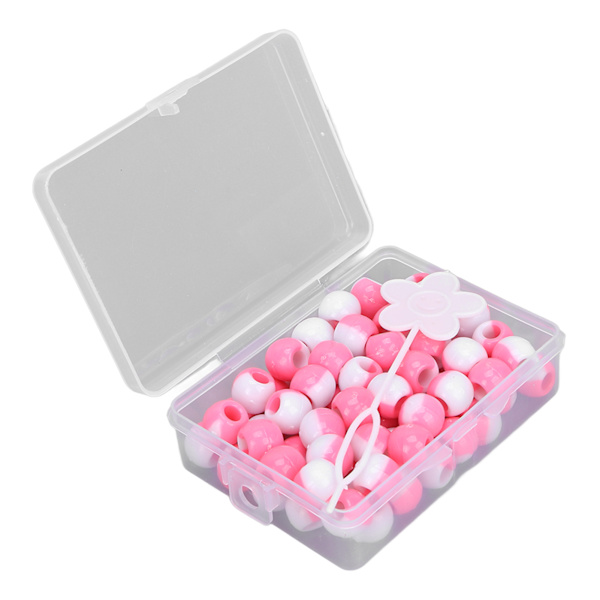 74 stk. Runde hårperler DIY plastik hæklet fletning paryk tilbehør fletning dreadlock perler hår fletning værktøjPink