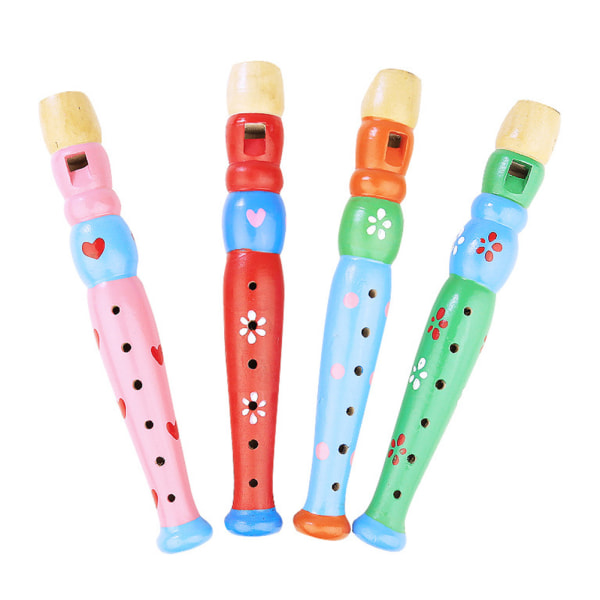 Tilfældige små træblokfløjter Farverig Piccolo-fløjte til børn Lær rytme Musikinstrument Baby tidlig uddannelse Musik Lydlegetøj