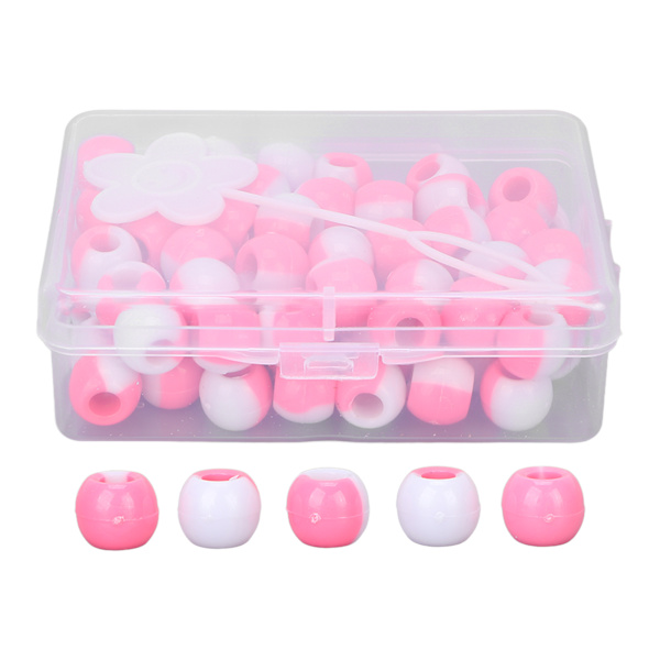 74 stk. Runde hårperler DIY plastik hæklet fletning paryk tilbehør fletning dreadlock perler hår fletning værktøjPink