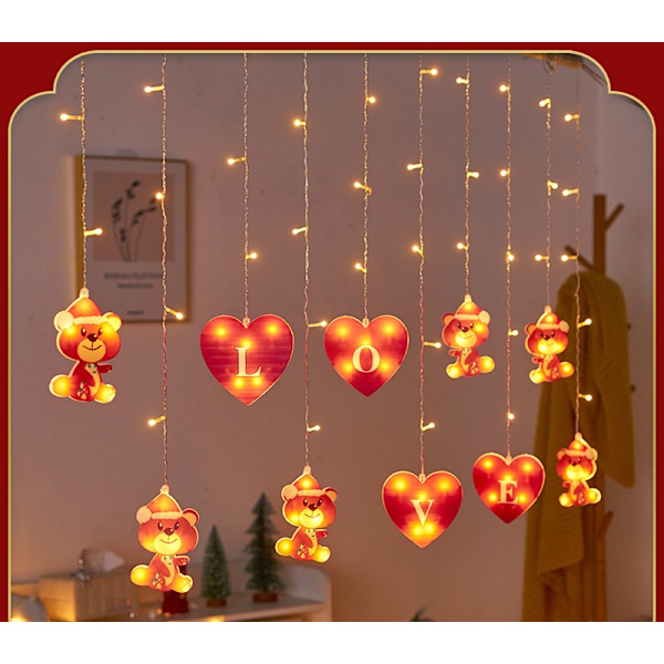 Juldekoration med kärlek, semesteratmosfär, ljusslinga 3 m, rumsadapter, koppartråd, LED 3