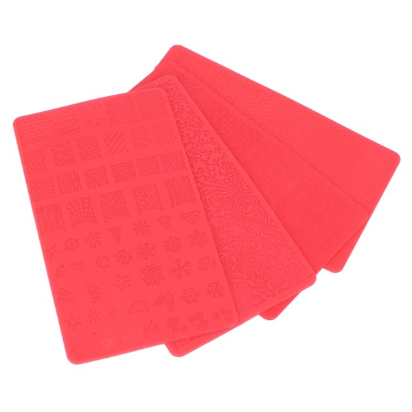 4 stk 3D Relief Negletryksskabelon Salon DIY Blød Silikon Negleudskæringsskabelon Form Neglekunstværktøj