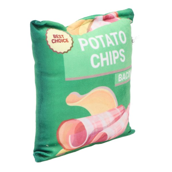 Plush Hundeleksak Potatischips med Inbyggd Rasselpapper Bittålig Pipande Snacksäck Hundeleksak för Valp Lammrullen Grön