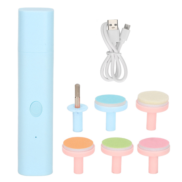 Elektrisk baby negltrimmer med mykt poleringshode, slipehode, baby neglklipper for hjemmebruk, blå