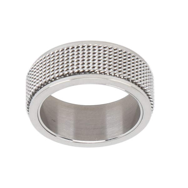 8MM Spinner Ring Støjfri Titanium Stål Cool Angst Ring til Angst Stress Relieving Sølv nr. 10 62.4mm / 2.5in
