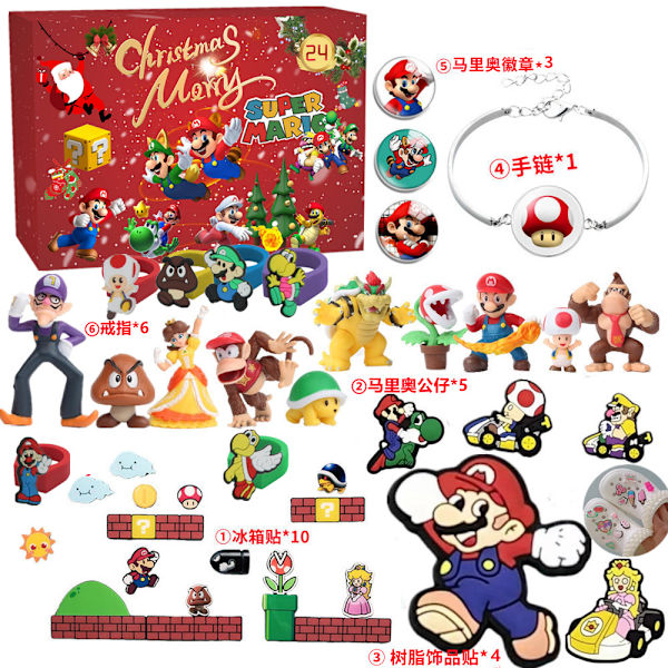 Jule Blind Box Super Mario Vedhæng Mario Ankomstkalender W