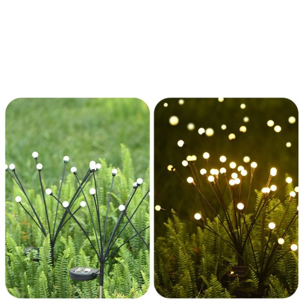 Solar Garden Lights Firefly Trädgårdslampa Led trädgårdsdekorationsljus för trottoar, innergård, terrass trottoar 6LEDs Warm Light
