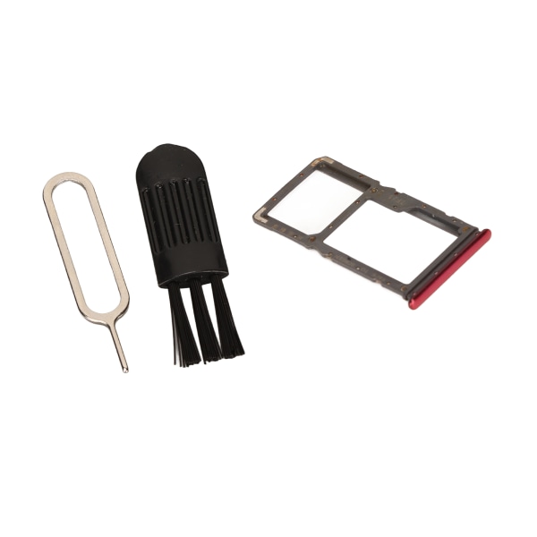 SIM-kortskuffe Sett Plast SIM-kortspor Holder Erstatning med Kortnål og Børst for Redmi Note 7 Note 7 Pro Telefon Rød