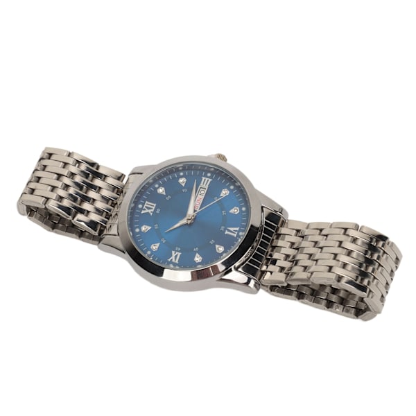 Armbandsur för Män Kvarts Dag Datum Vattentät Casual Lyx Luminous Mode Klänning Klocka med Legering Armband för Affärer Silver Blå