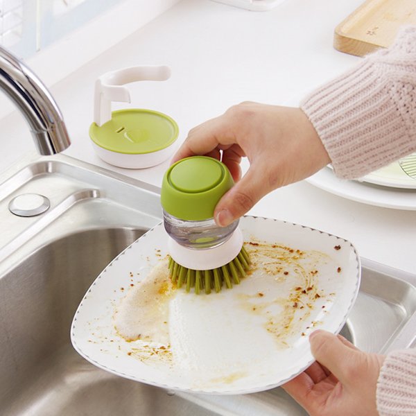 Automatisk vätskepåfyllning för kök, kastrulltvätt, spisrengöring, diskmaskin, borste green