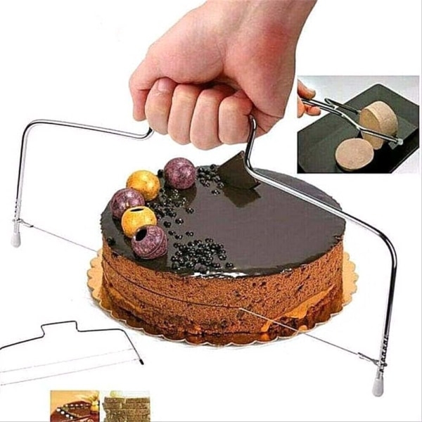 Kakeutjevner Lagkutter Tråd Justerbar Kakekutter Utjevner Kakeskjærer for Bryllup Bursdag Lagkaker