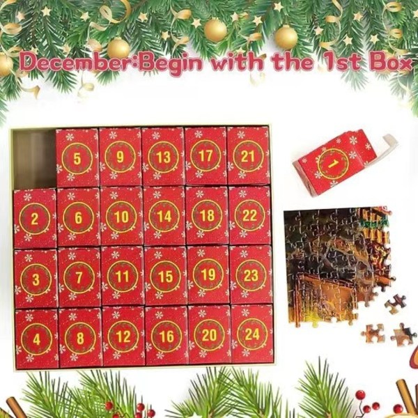 Julekalender Daglig Blindboks Puslespil 70 * 50cm S8