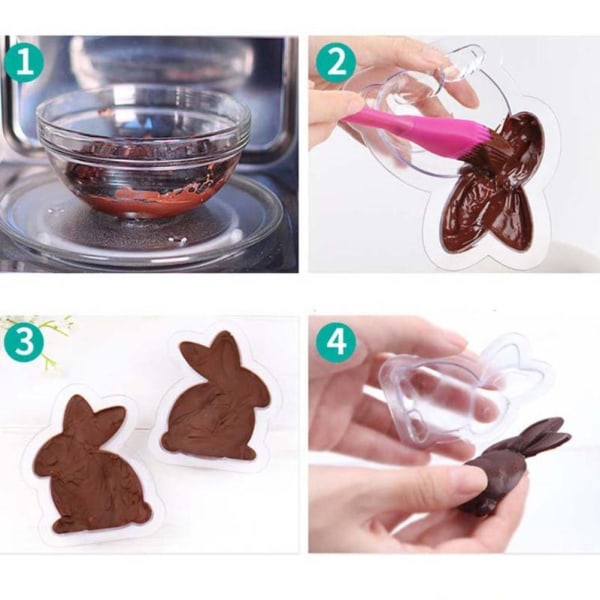 3D Påskehareform Chokolade Slikkage Gelé Bageværktøj Non Stick DIY Form til påskedekoration