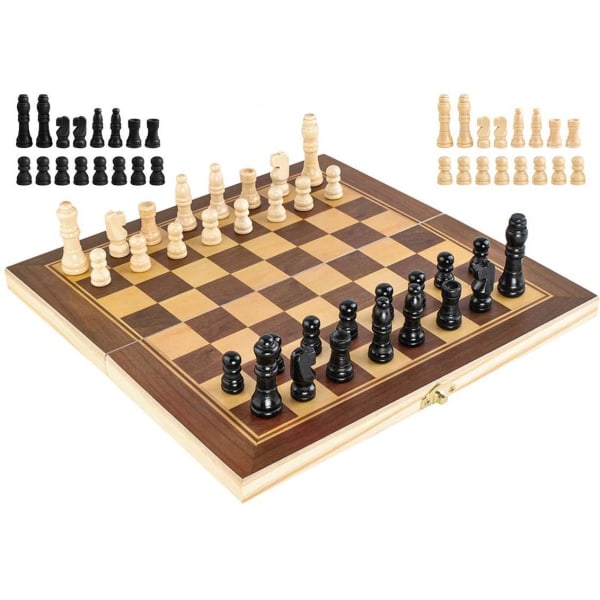 Vikbart Schackspel i trä multifärg