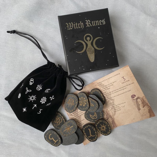 Trä Runor Sten Set Häxor Rune Set 14 ST Graverad Rune