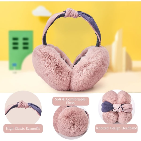 Ørevarmere til kvinder Ørevarmere Vintertilbehør Fluffy Plush Foldbar Voksen Udendørs Termisk Ørevarmer pink-a