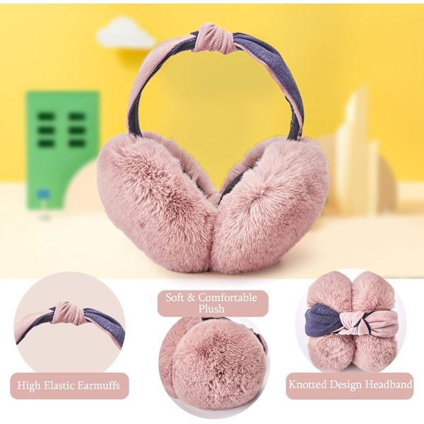 Öronmuffar Kvinnor Öronmuffar Vintertillbehör Fluffig Plysch Vikbara Vuxen Utomhus Termisk Öronvärmare pink-b