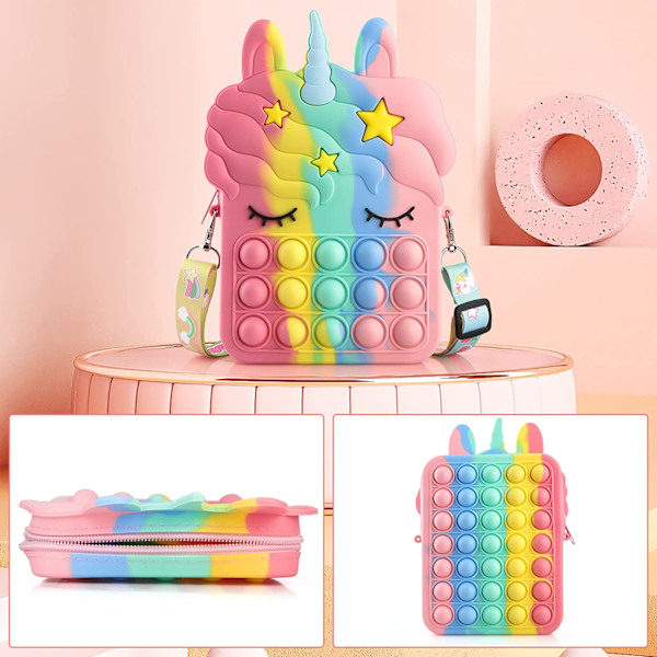 Pop-it Regnbue Enhjørning Taske til Piger unicorn
