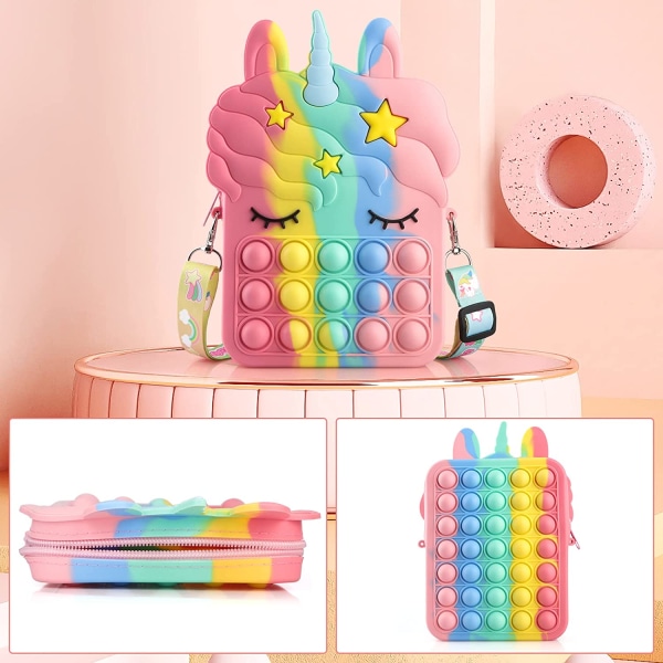 Pop-it Regnbue Unicorn Veske for Jenter unicorn