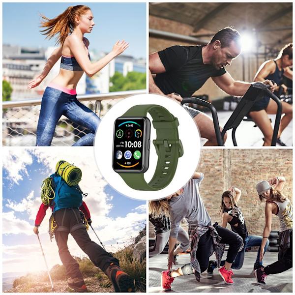 Smartwatch-armband i fältgrön, mjuk silikonrem för FIT2