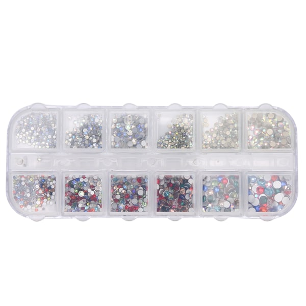 12 Række Nail Art Rhinestones DIY Negle Dekoration Makeup Glitter Perler Manicure Værktøj 5#