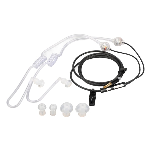 Air Tube Ørepropper Ergonomisk Strålingsfri Støyreduksjon Bærbar Binaural 3.5mm Air Tube Headset for Bærbar PC Tablet Svart