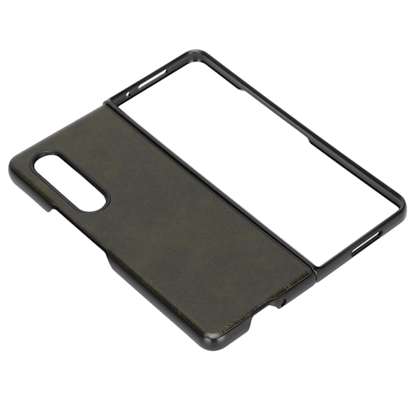 Affärsskal i läder med mönster, stötsäkert skal för Samsung Galaxy Z Fold 3, armégrön