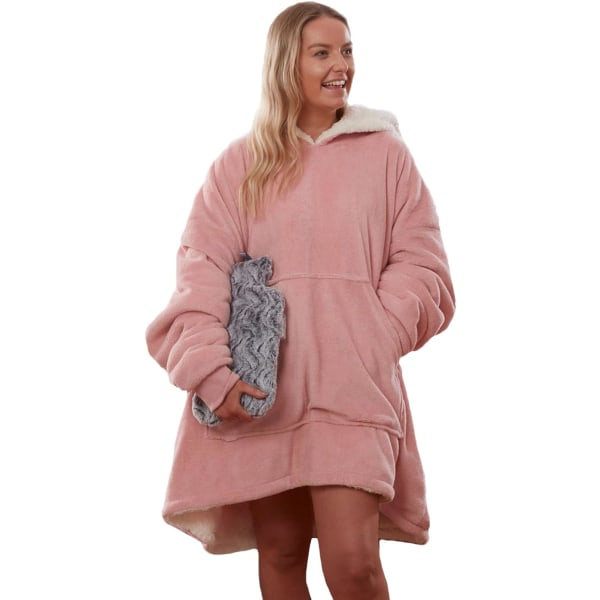 Sienna hættetrøje, ultrablød sherpa fleece, varm, hyggelig, komfortabel, oversized bærbar, stor sweater pink one-size