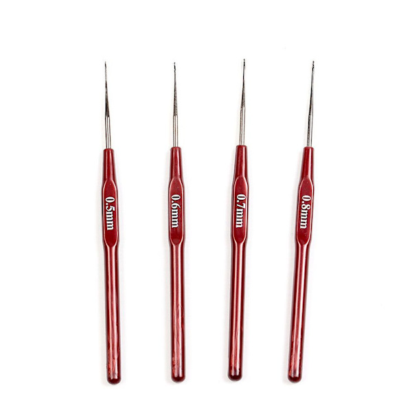 4-pack Dreadlock-virkningskrokar Mikrovirkningskrokar Hår
