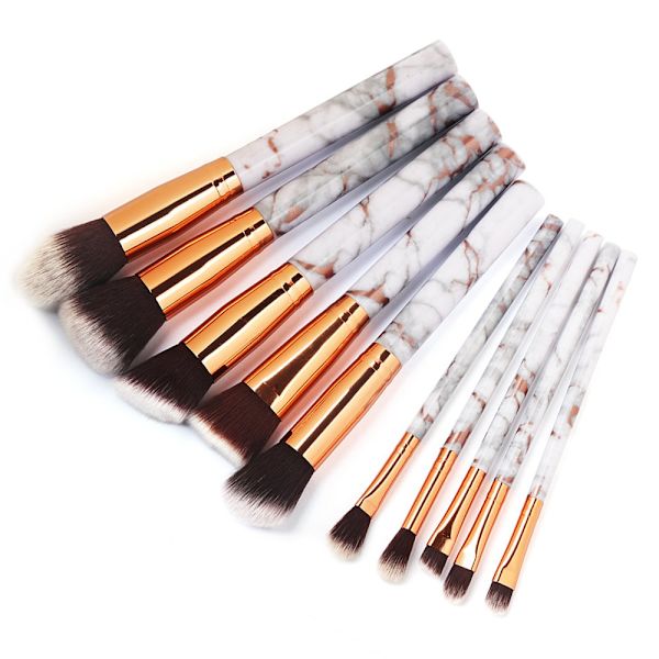 Elegant sminkborste Set Patie-Minerals 10 st rosa/roséguld