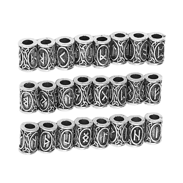 24 st Håroch Skäggpärlor Legering Unika Mönster Vintage Hårfläta Pärlor Dreadlocks Tillbehör Silver