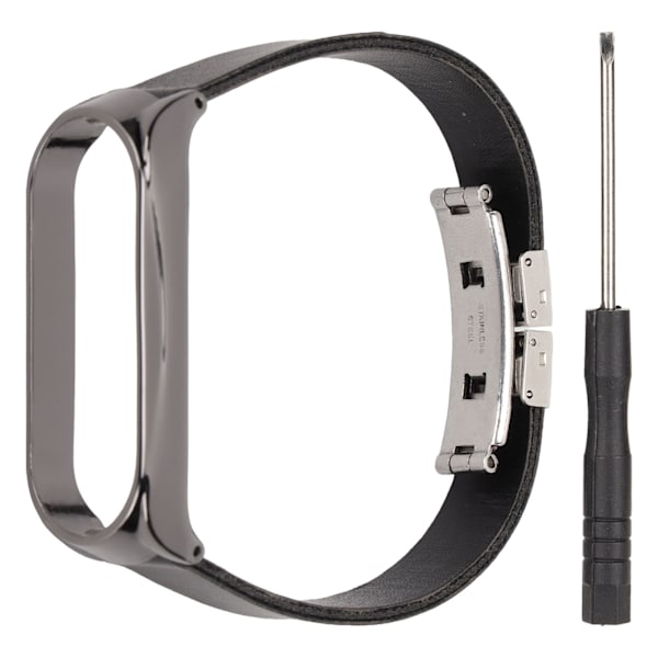 Læderrem Kompatibel med Xiaomi Mi Band 6 Smartwatch Udskiftningsrem Armbånd Håndledsrem Sort Krop Sort Skal