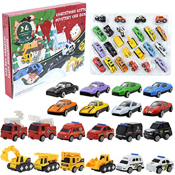 Adventskalender Barn 2023 Skönhet Vuxen Barn Flicka 24 Stycken Olika Fordon Bilar Leksaker med Jul 1