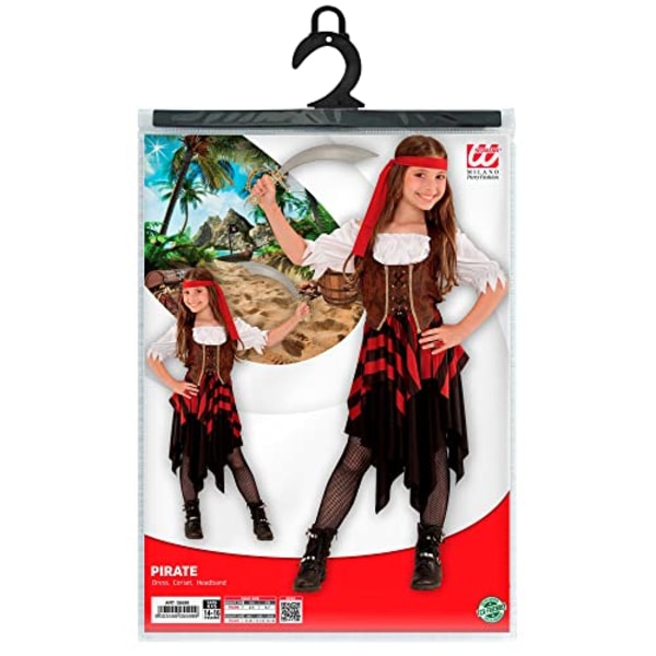 Widmann - Barnedrakt pirat, kjole, korsett, pannebånd, temafest, karneval L