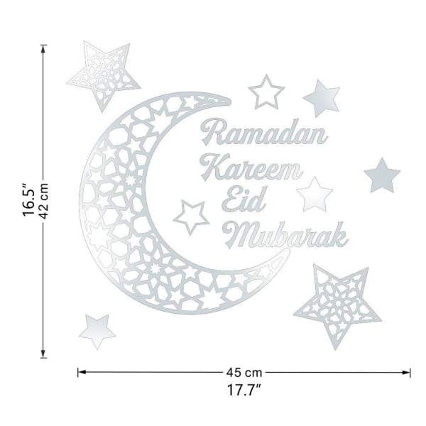 Ramadanin Puoliskuun Akryyli Peili Tarra 3D Itsekiinnittyvä Seinätarra Oviin Ikkunoihin Kaappeihin