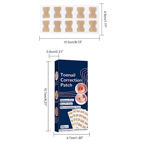 50 st Ingrown Toenails Patch Sticker Tånagel Patch Corrector Pedikyr Verktyg Ingrown Tånagel Korrigering Patch för Kvinnor Män