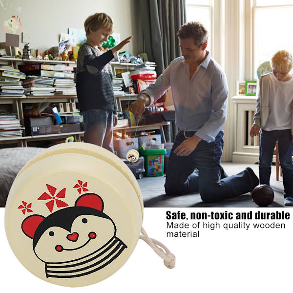 Söt tecknad trä-yo-yo boll leksak tidig utbildning leksak för barn (Bi)