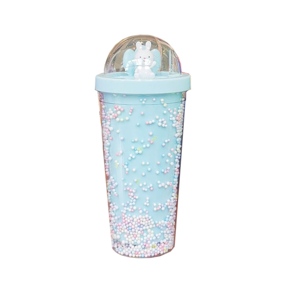 Vanflaske med sugerør drikkeflaske 550ML rosa