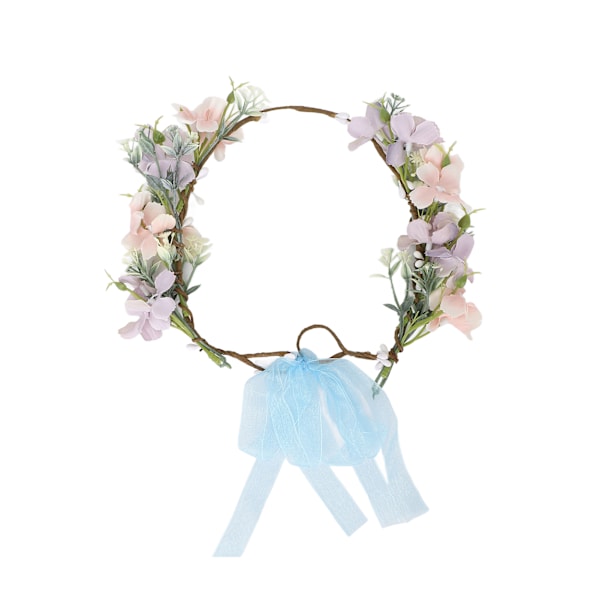 Blomsterhodeband Justerbar Elegant Utseende Utsøkt Håndverk Blomsterkrans Krone for Bryllup Fest Festivaler