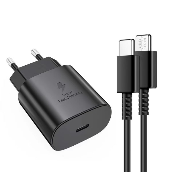 25W supernopea latauspää Samsung Note10/s10/s20 -puhelimille, PD-laturi, Type-C-portti black Charger+cable