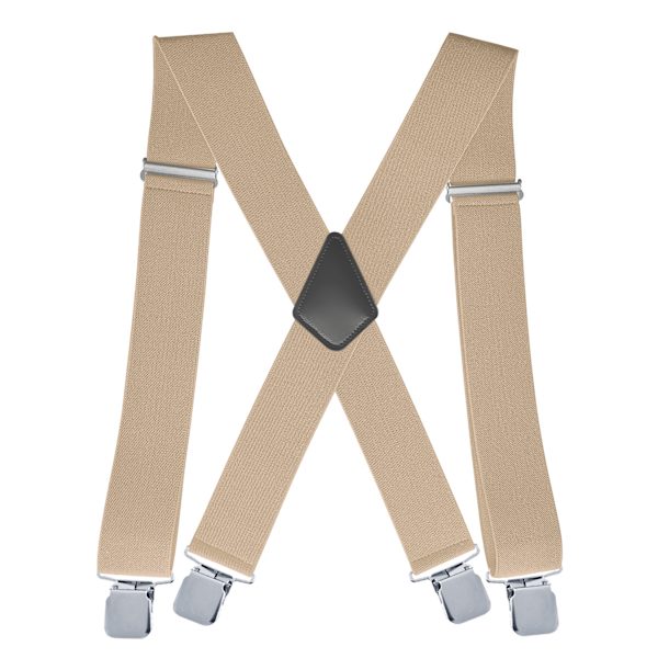 5 cm elastiska axelbandsfästen för män med 4 X-formade justerbara hängslen 04 beige