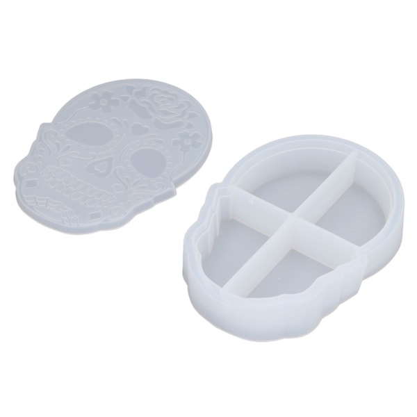 Opbevaringsboks Silikonform Skalleform Let at Afforme Epoxy Harpiksform med Låg til DIY Kosmetik Smykker Opbevaringsboks