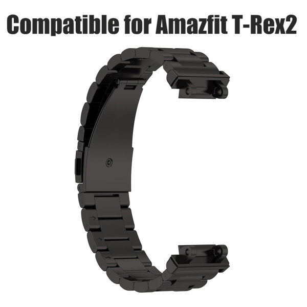 Solid Stainless Steel Strap Compatible for Amazfit T-Rex2 Replacement Straps Metal Watch Band